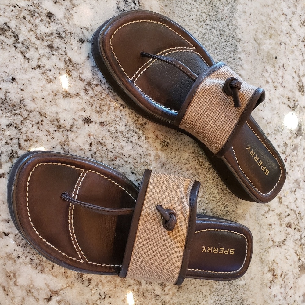 Sperry Thong Fabric Leather Sandal